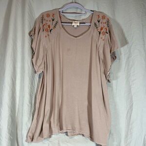 Hayden Taupe Embroidered Blouse